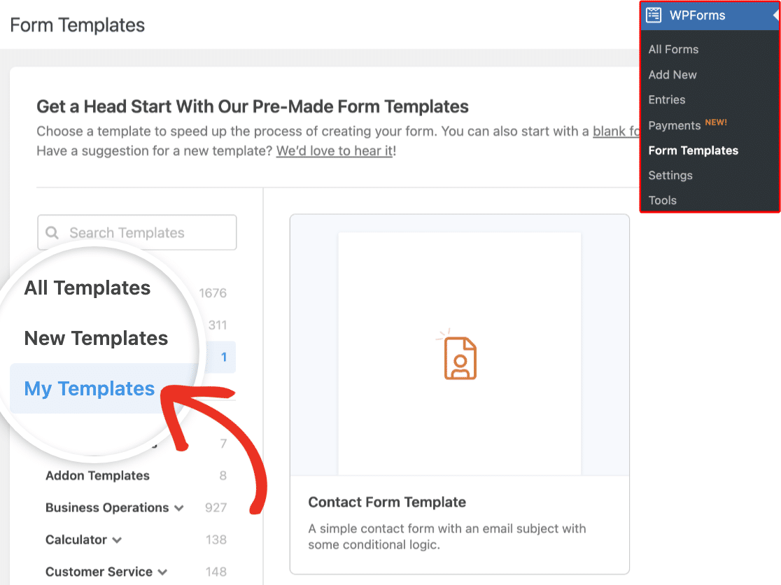 Accessing custom form templates