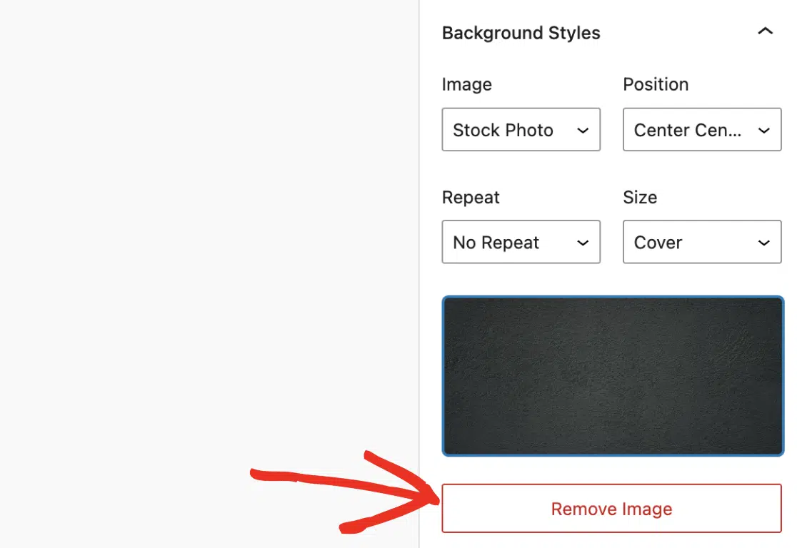 Haz clic en el botón Eliminar imagen