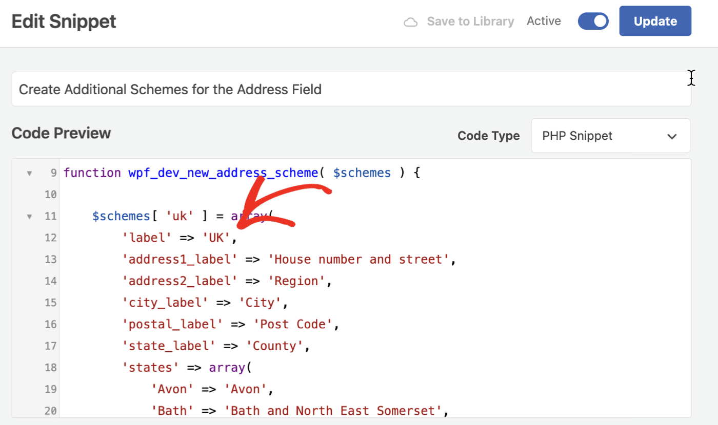 WPCode custom address field for WPForms