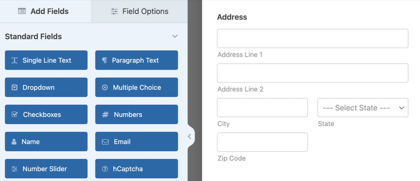 WPForms default address field with ZIP code