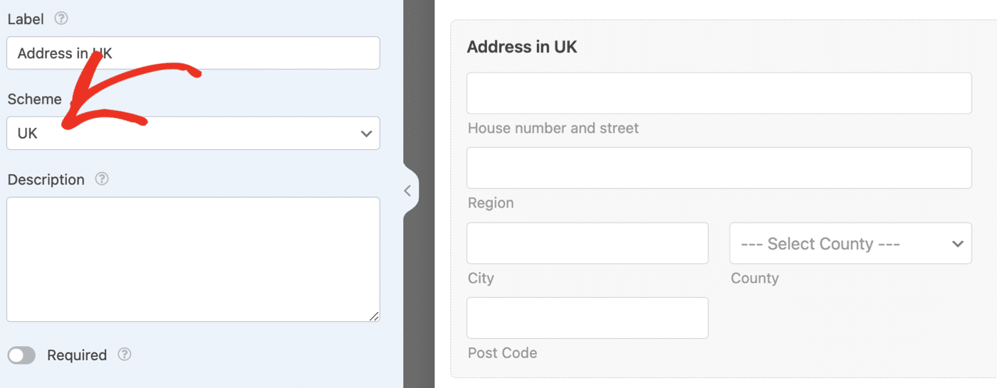WPForms custom UK address field