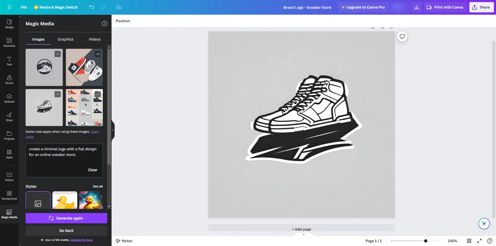 IA de texto para imagem da Canva