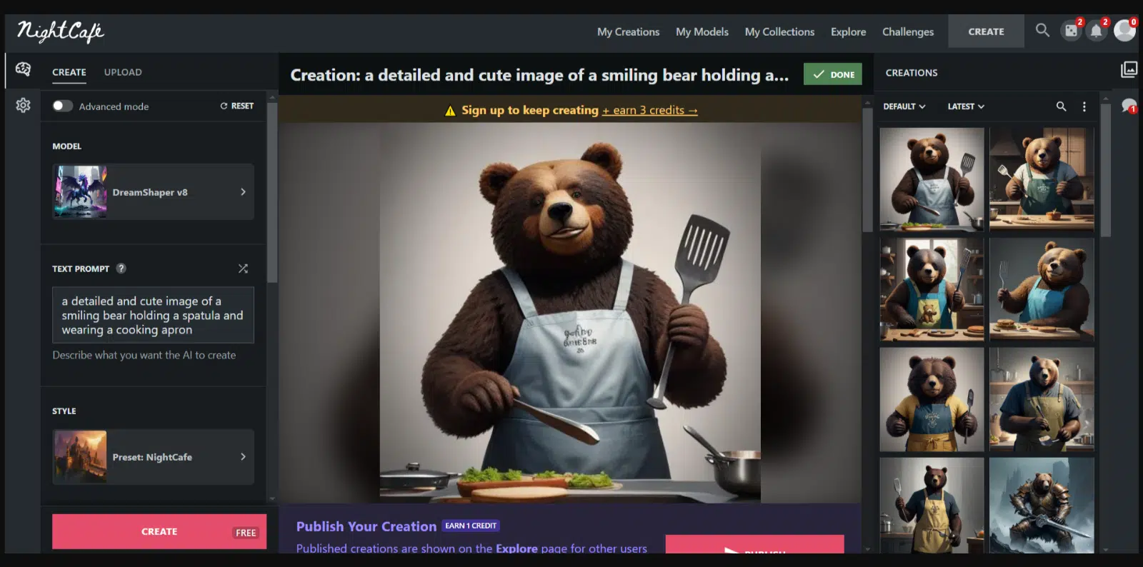 Resultado do prompt de exemplo do criador Nightcafe