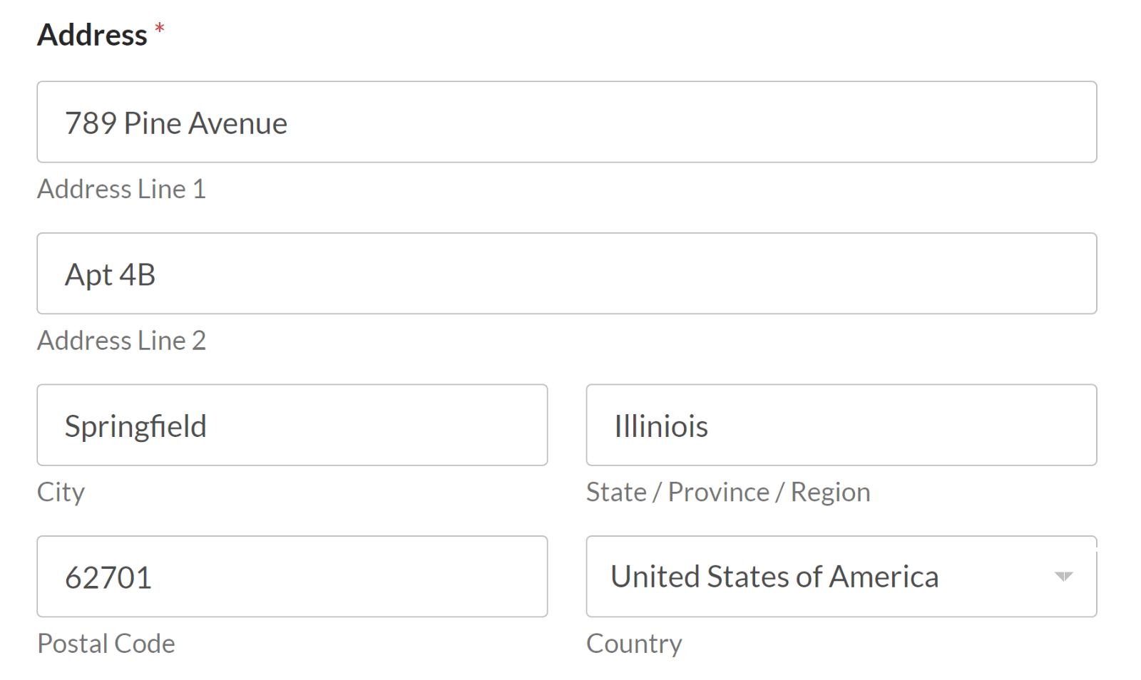 address example wpforms