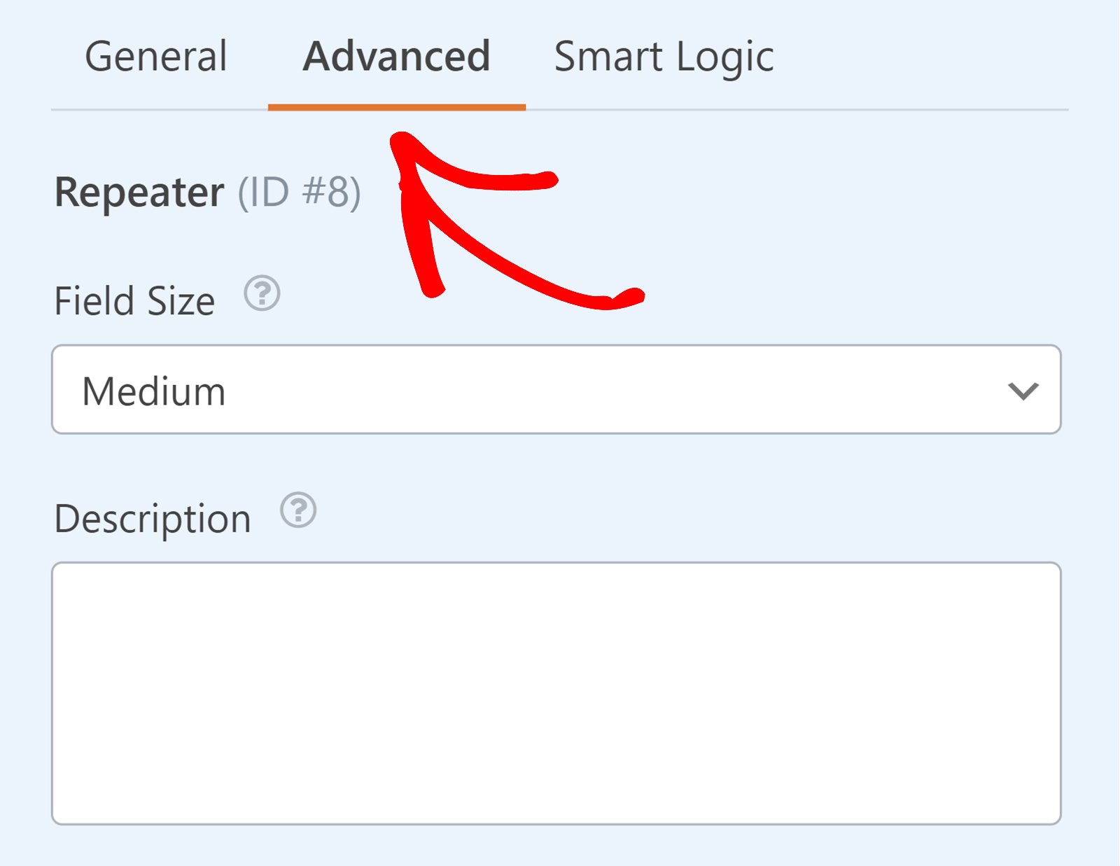 Advanced options for the Repeater field