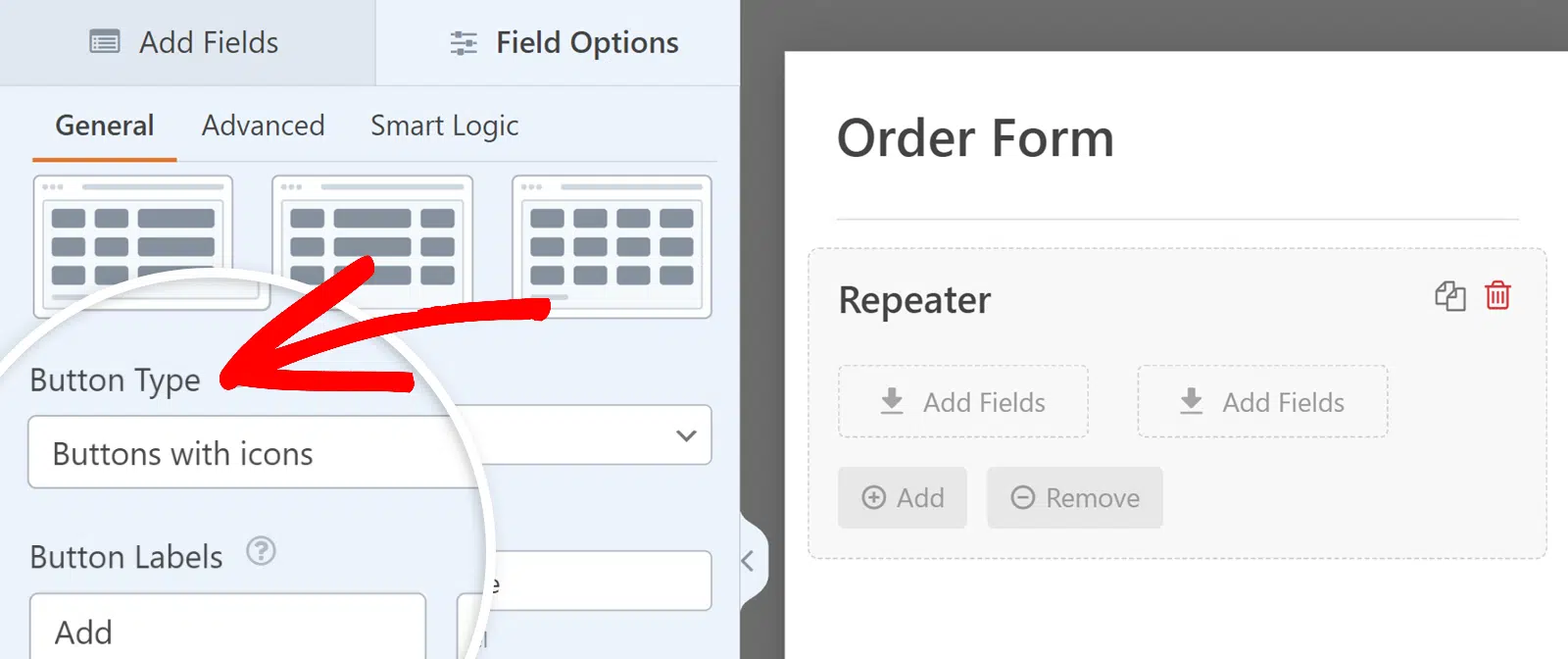 button-type-dropdown - WPForms Click Button Type dropdown
