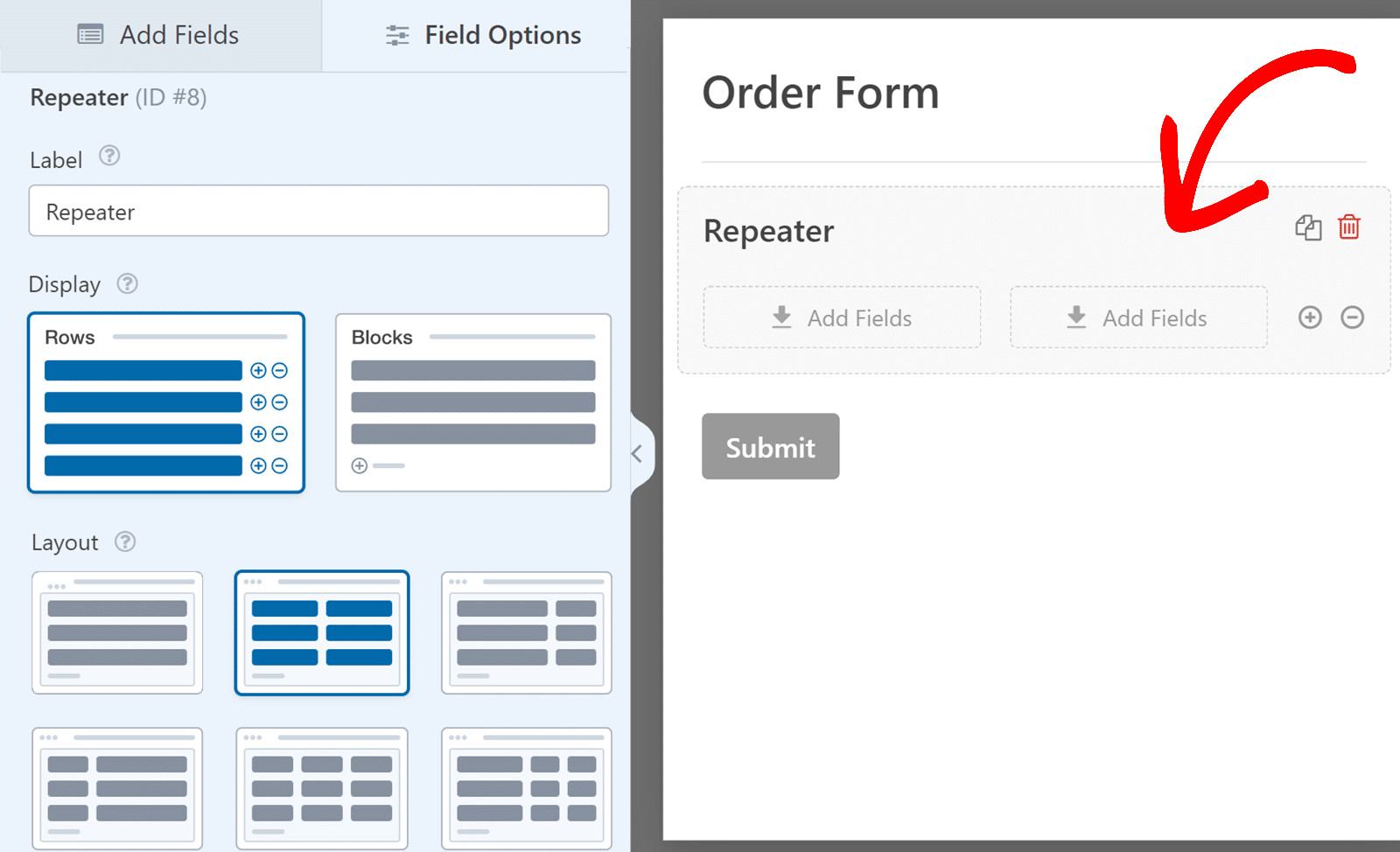 Select field options