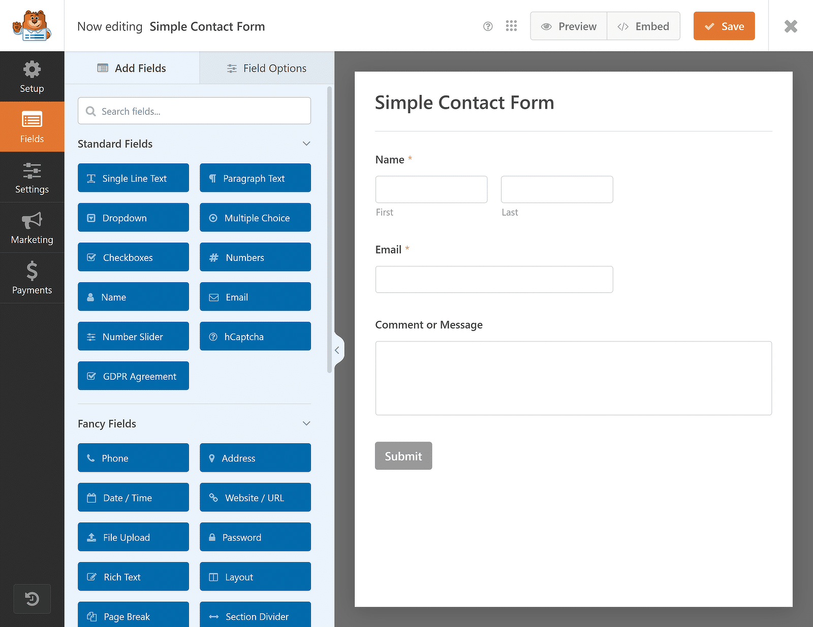 form builder preview
