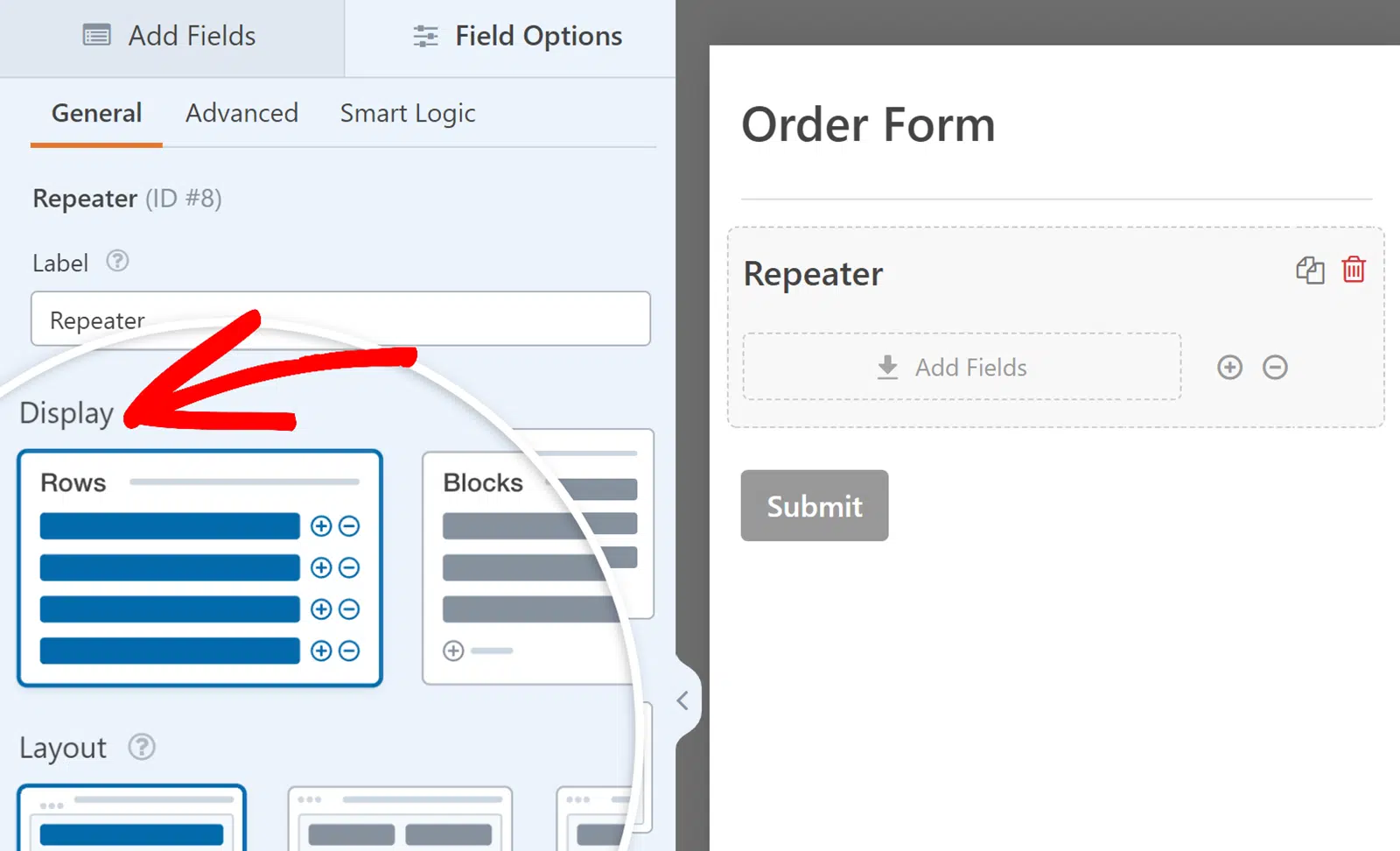 repeater-field-display-options - WPForms Choose display