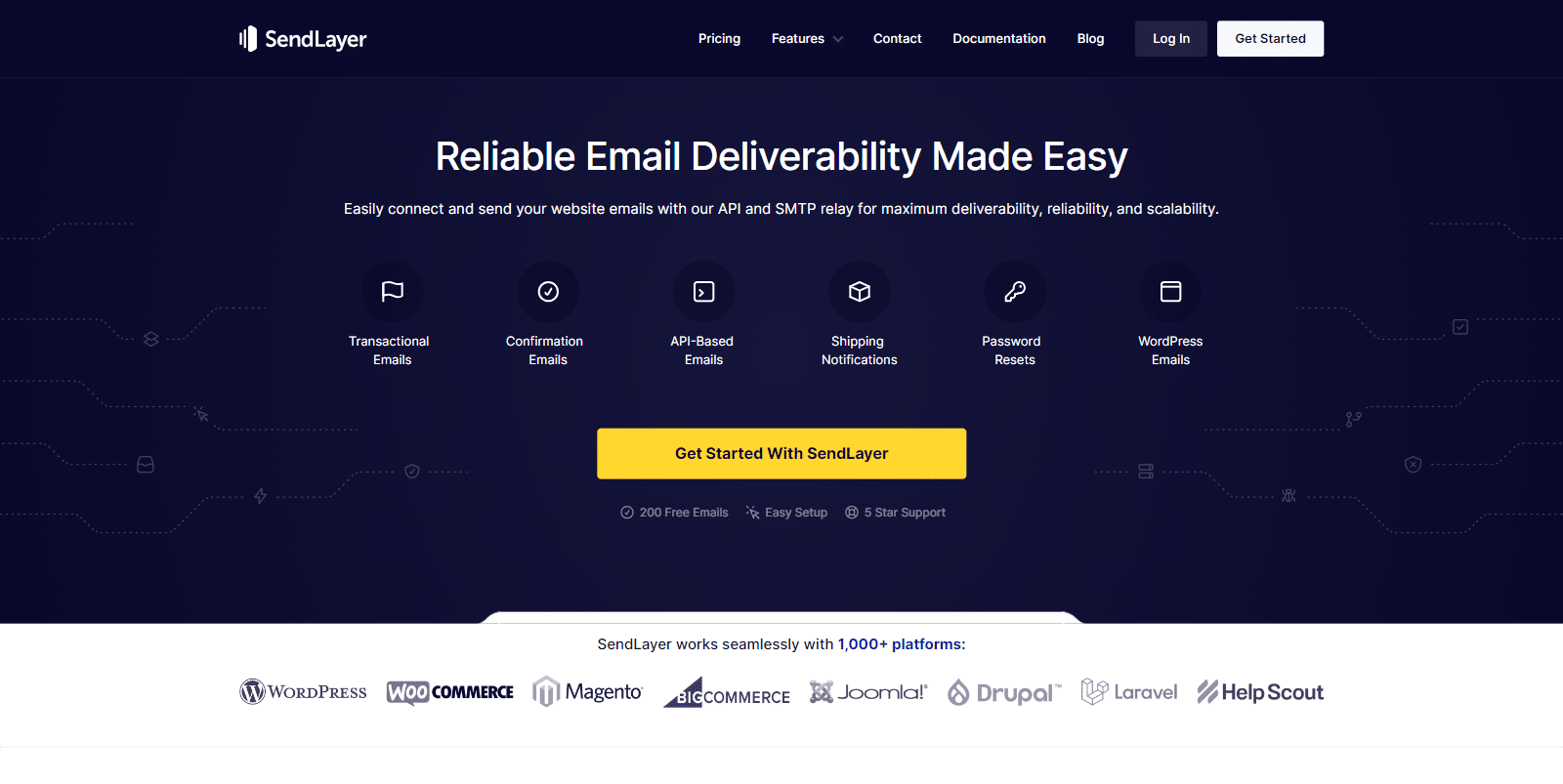 the sendlayer homepage