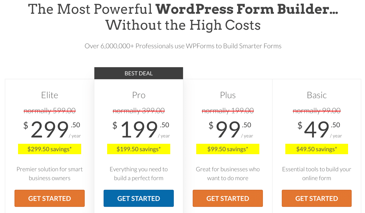WPForms Pro Pricing