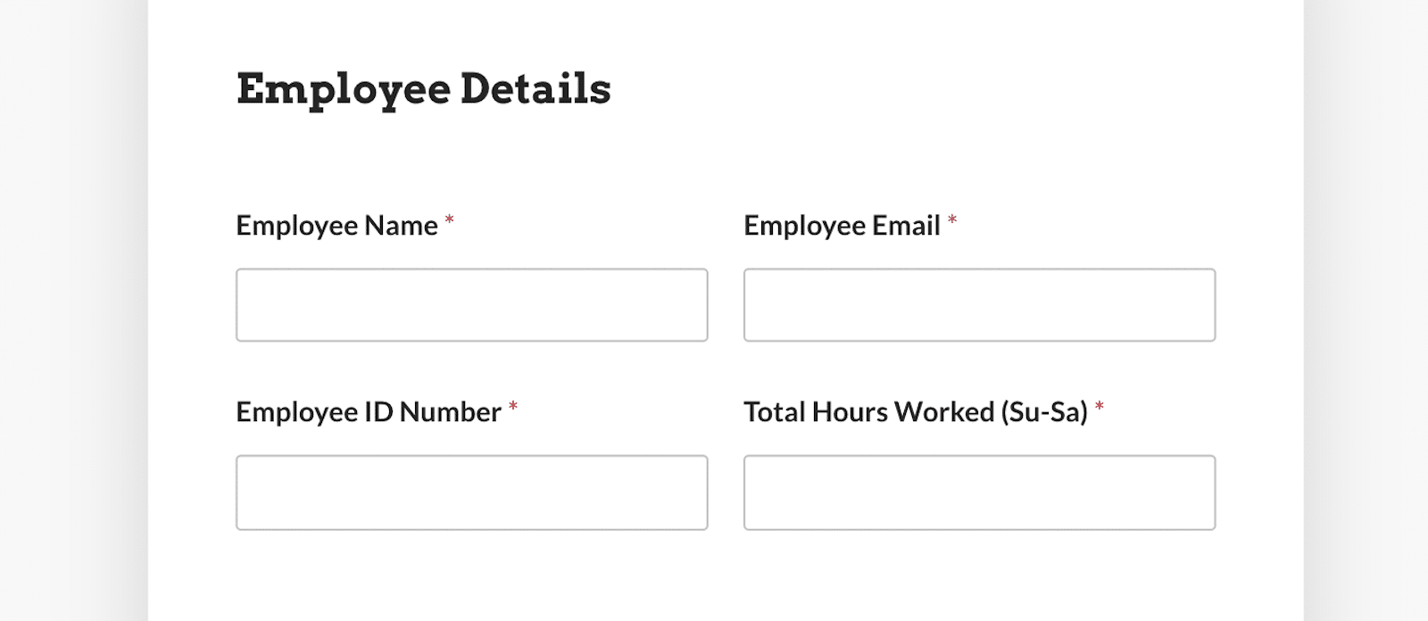 The employee details section of the template