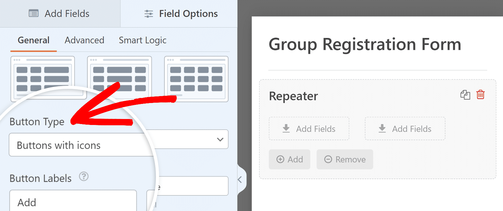 button type repeater field