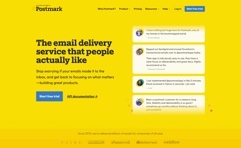 postmarkapp homepage