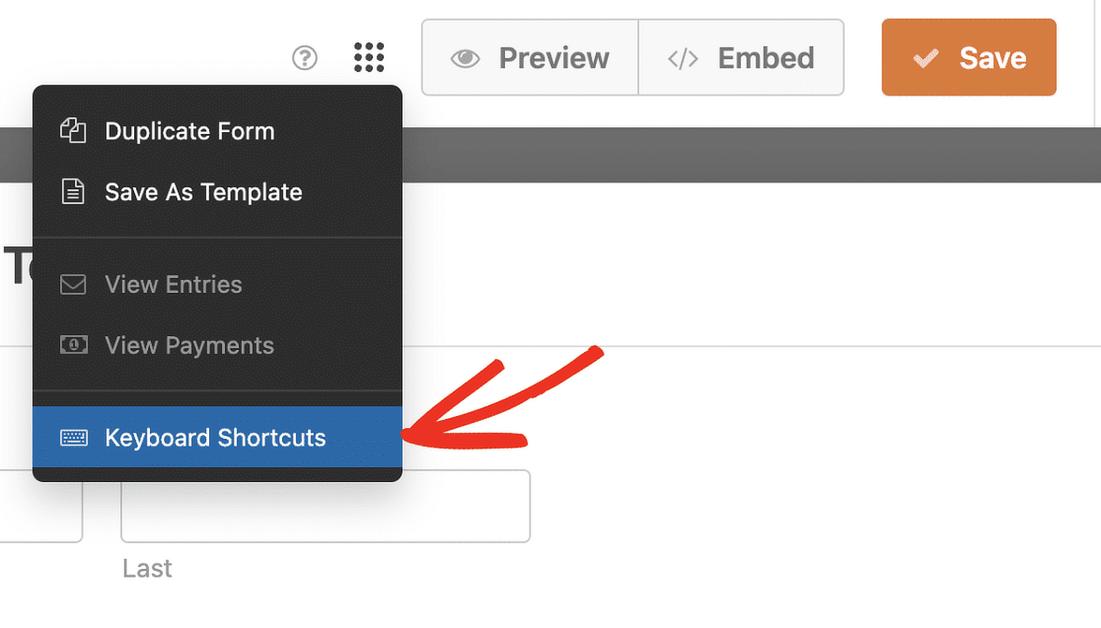 select keyboard shortcuts