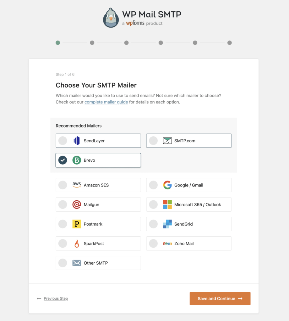 select mailer wp mail smtp