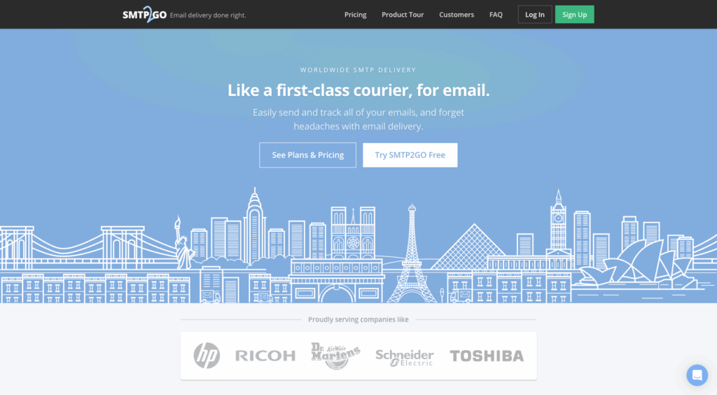 smtp2go homepage