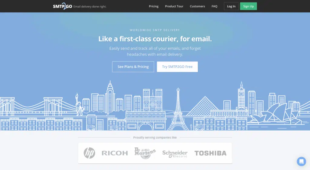 smtp2go homepage