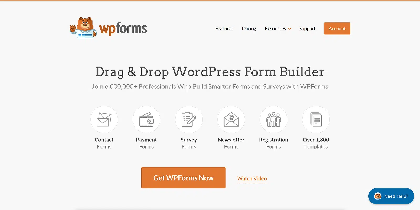 the wpforms homepage