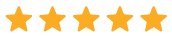 Five gold stars rating icon
