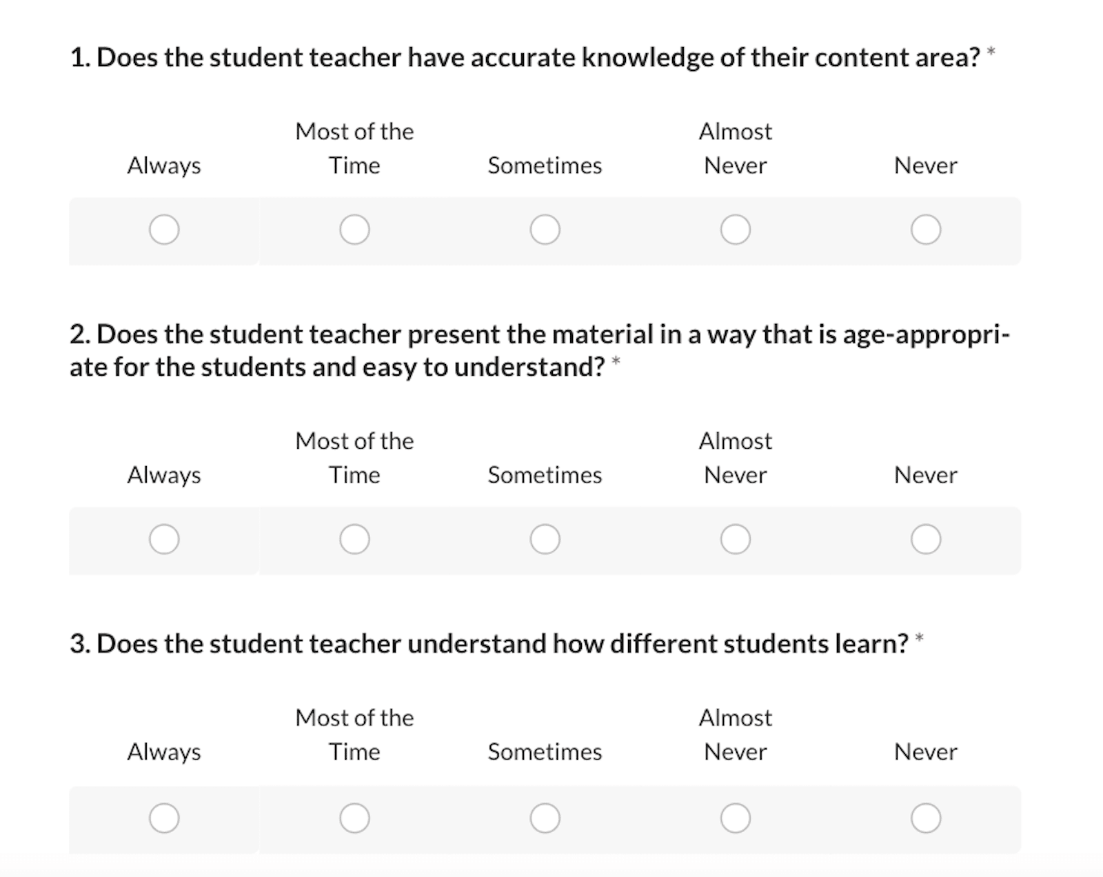 Using the student teacher feedback form on your educational website