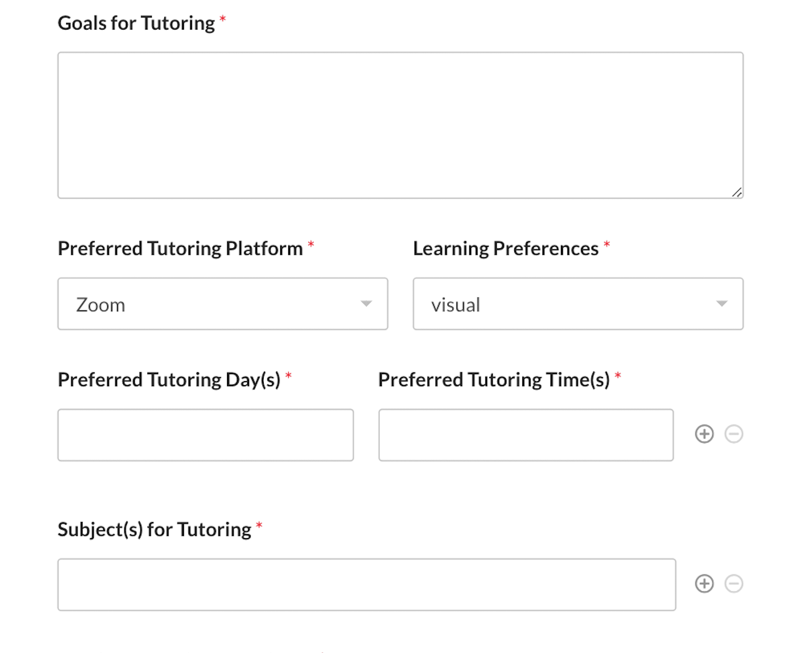 Using a tutoring request form on your educational website