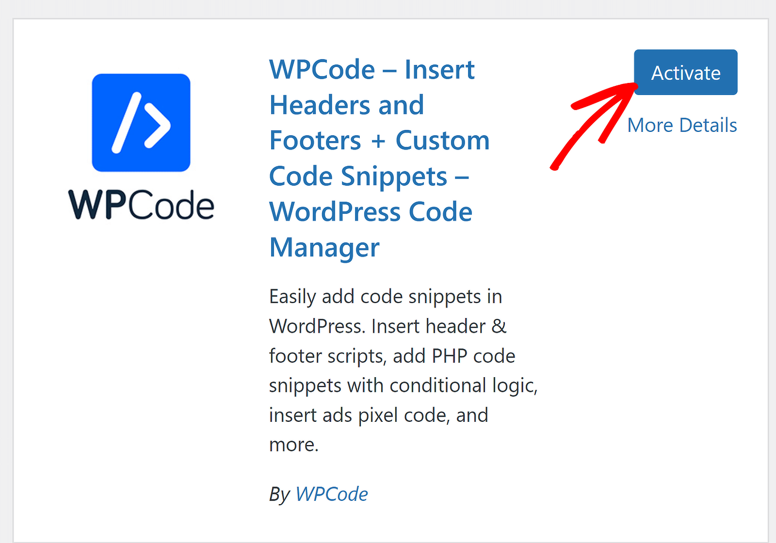 Activate WPCode