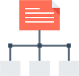 Multi-page form icon with hierarchical structure