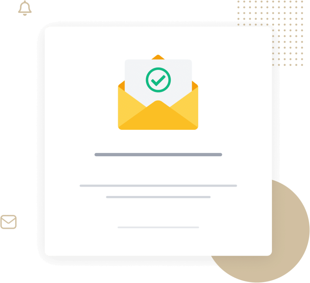 Email confirmation illustration with checkmark in envelope
