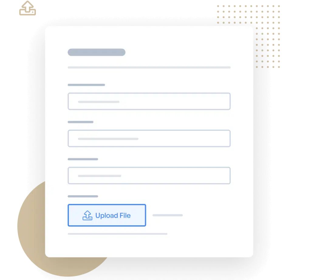 Ilustração de formulário de upload de arquivo com ícone de upload