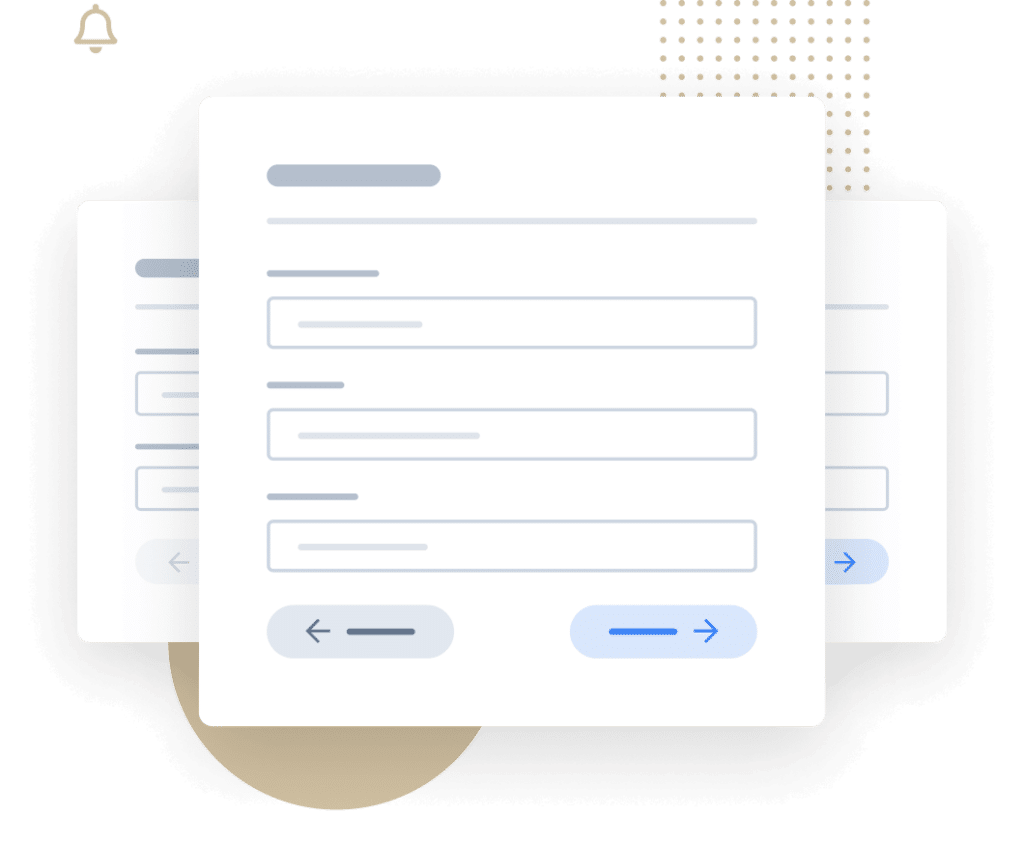 Illustration of multi-page forms with navigation buttons
