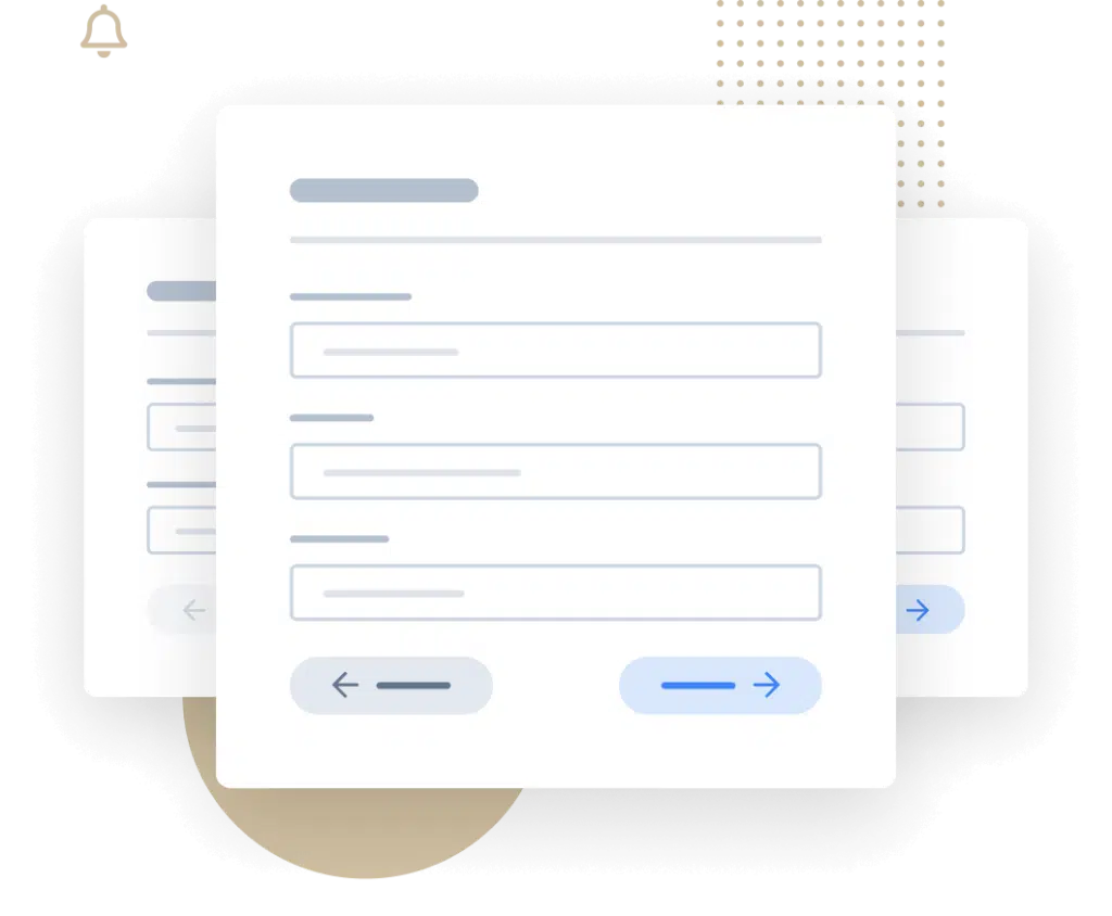 Illustration de formulaires multipages avec des boutons de navigation