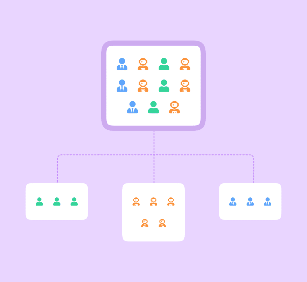 Illustration of hyper-segmented email lists for marketing
