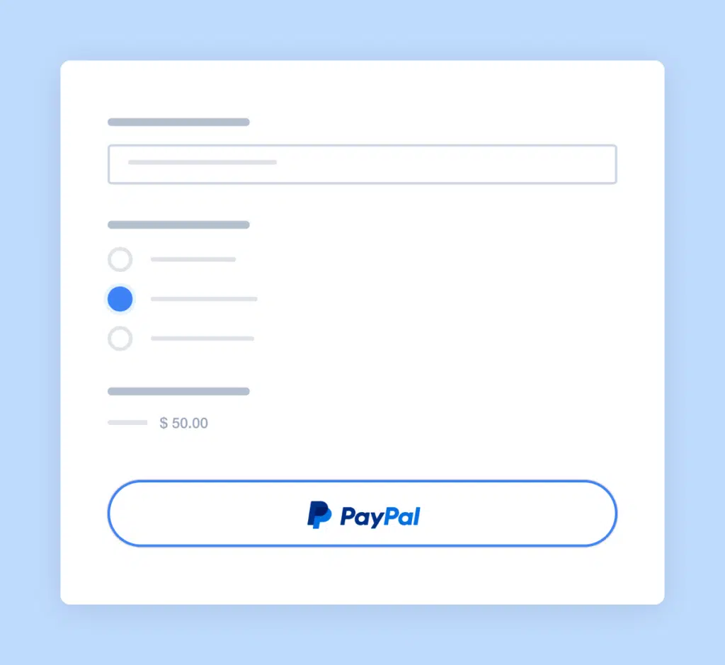 Illustration de la page de paiement PayPal avec options de paiement