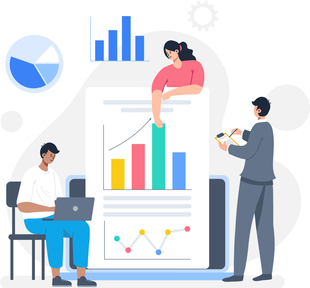 Team analyzing CRM data with interactive charts and graphs