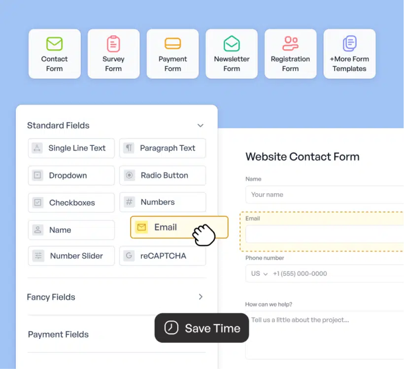 WPForms Custom Form Builder Interface with Various Field Options - WPForms WPForms custom form builder interface with various field options