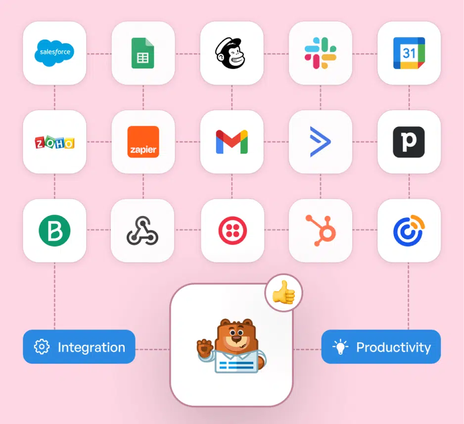App Integration and Productivity Tools Illustration - WPForms App integration and productivity tools illustration