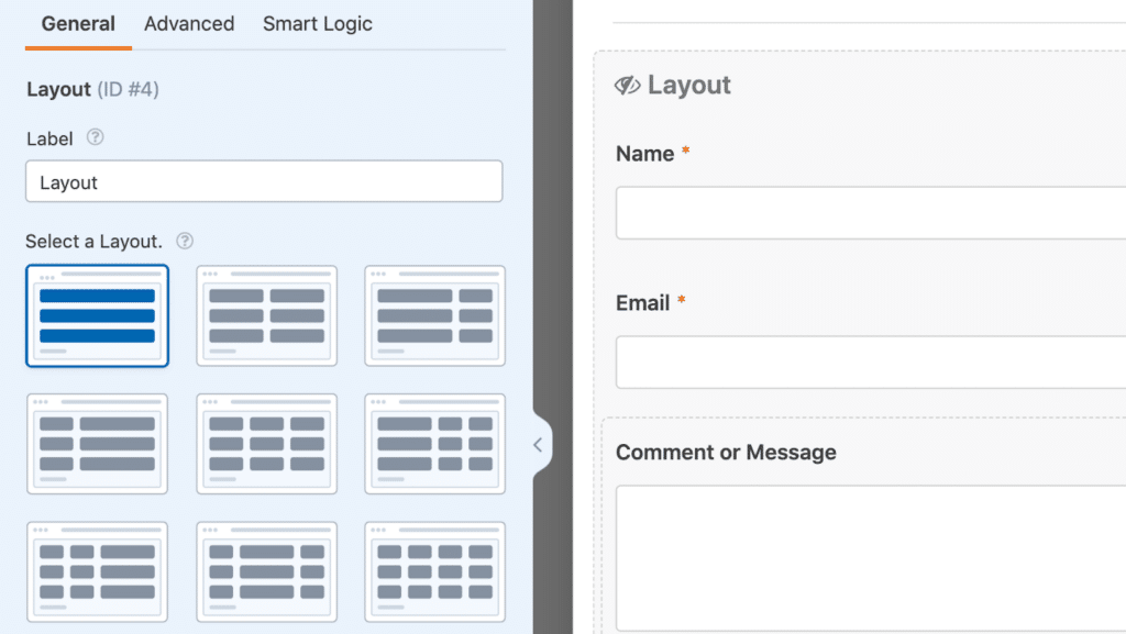 Selecting the layout field format