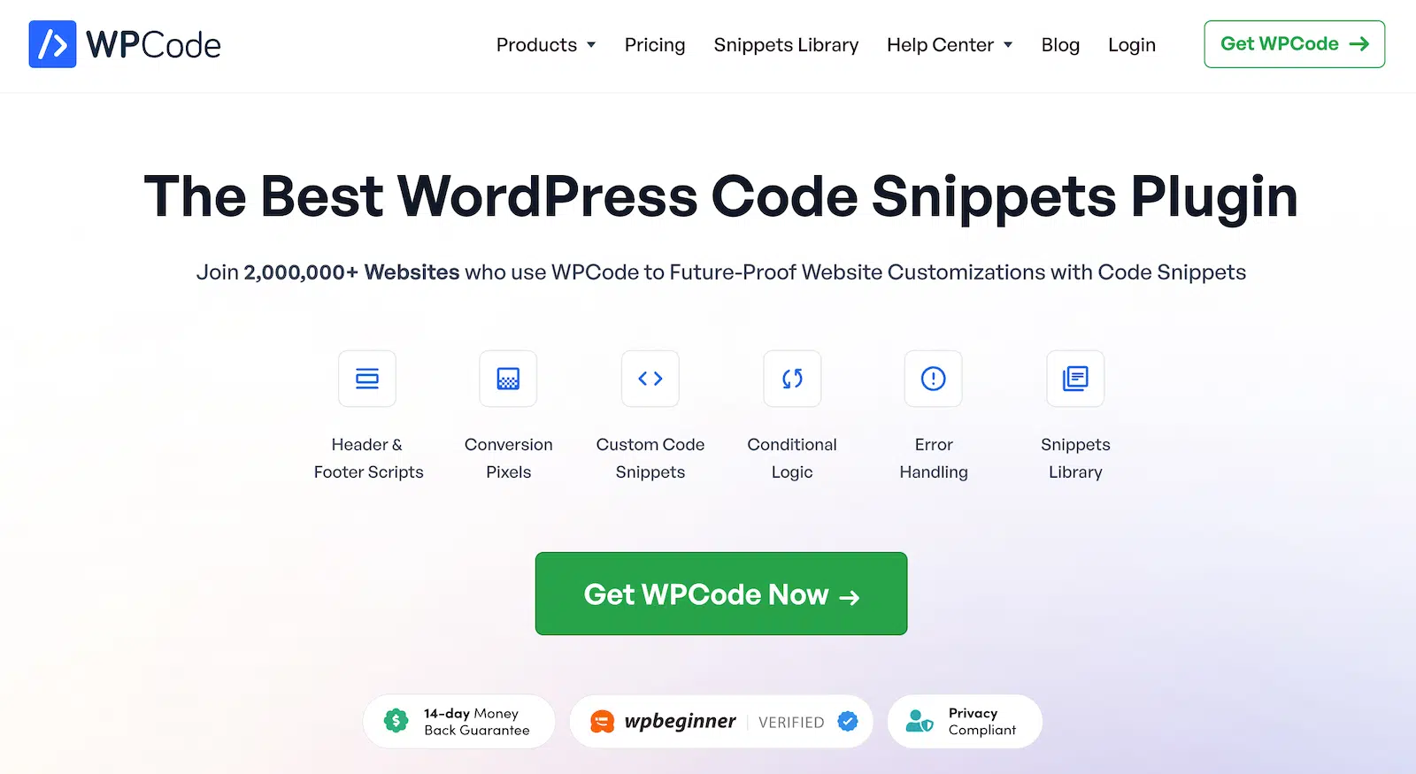 WPCodeのホームページ