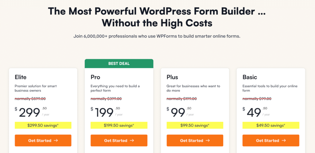 WPForms-Pricing-Page - WPForms Die WPForms-Preisseite.