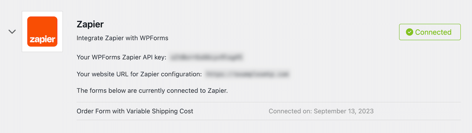 Connect to Zapier in WPForms.