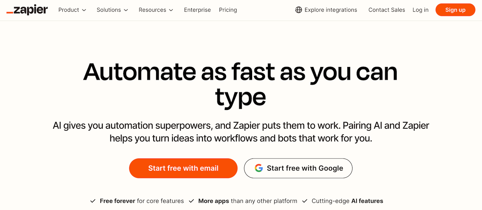 The Zapier website