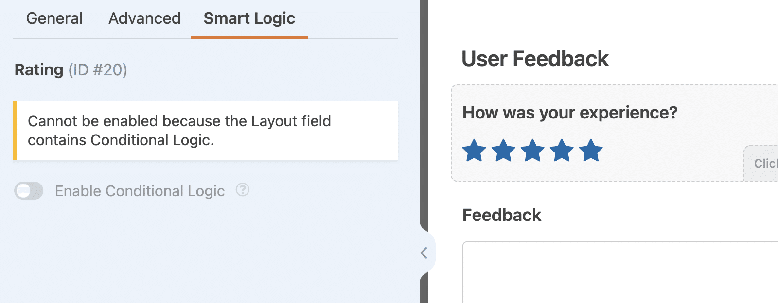 Conditional logic disabled for other fields