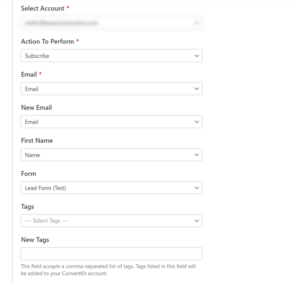 ConvertKit field mapping