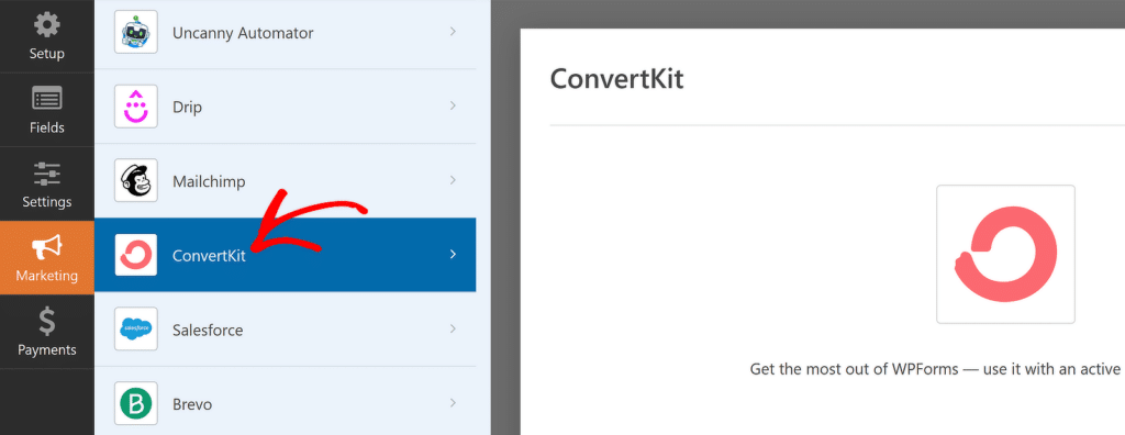 ConvertKit addon settings