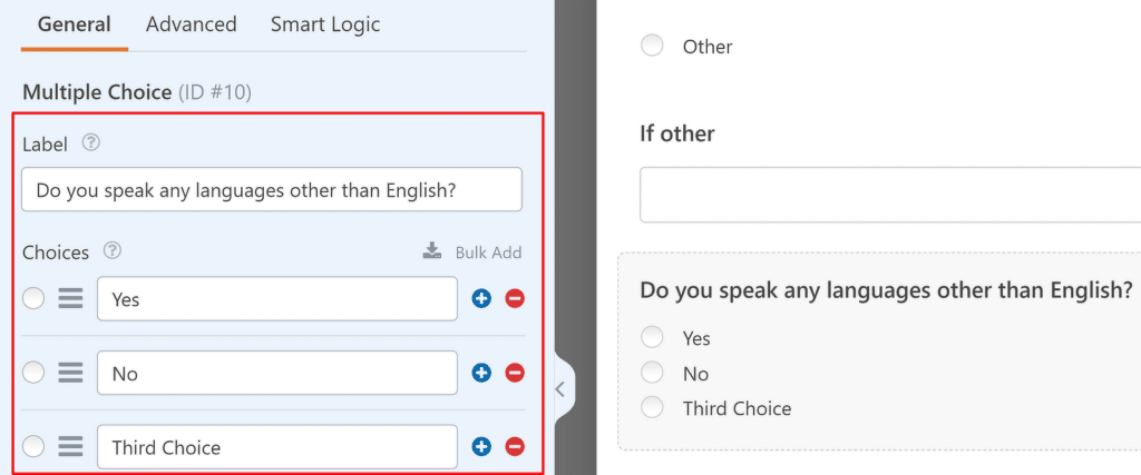 WPForms editing multiple choice