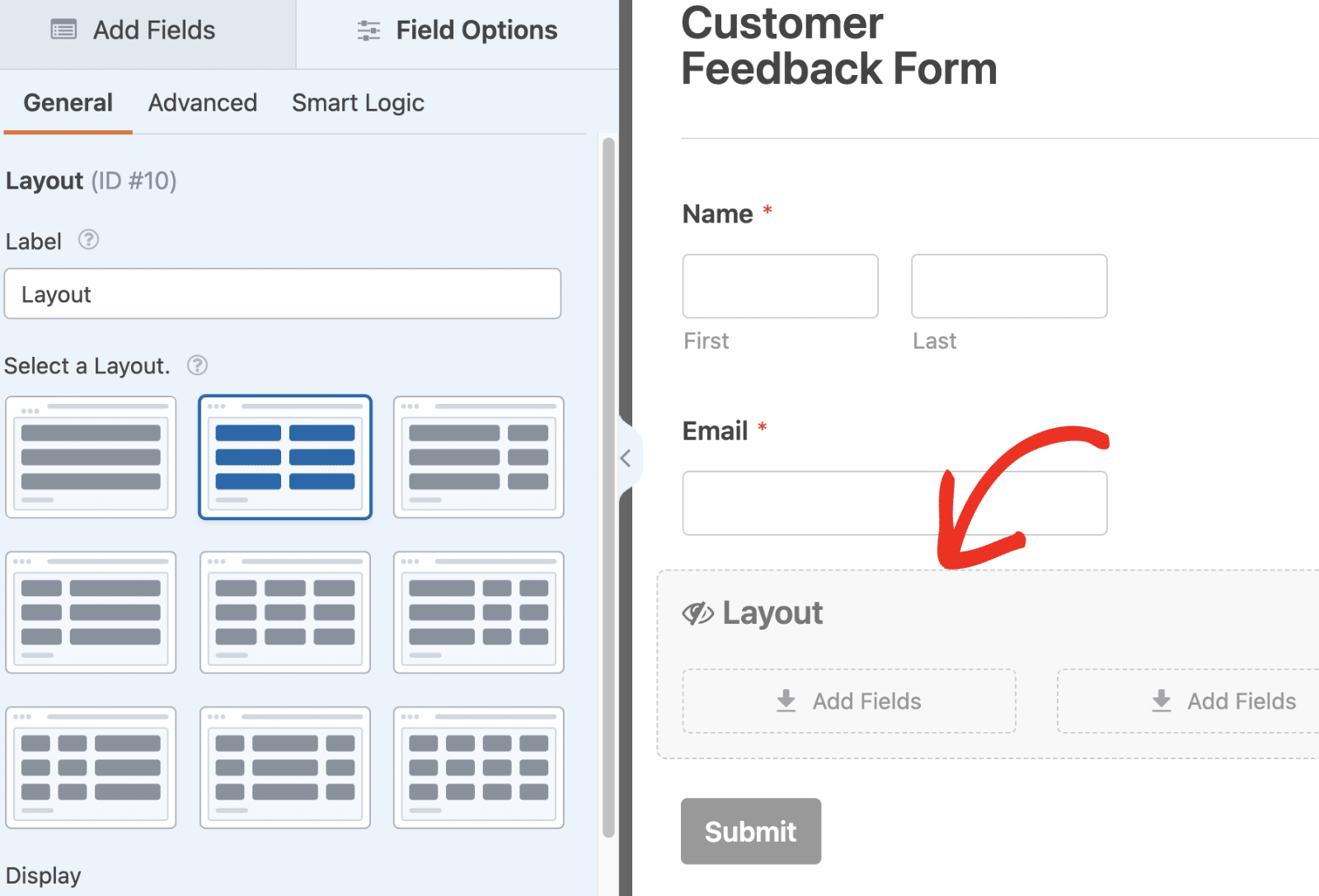 Select field options