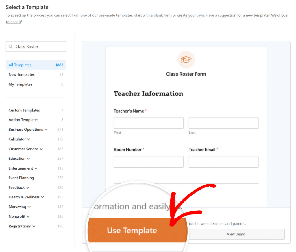 use class roster template