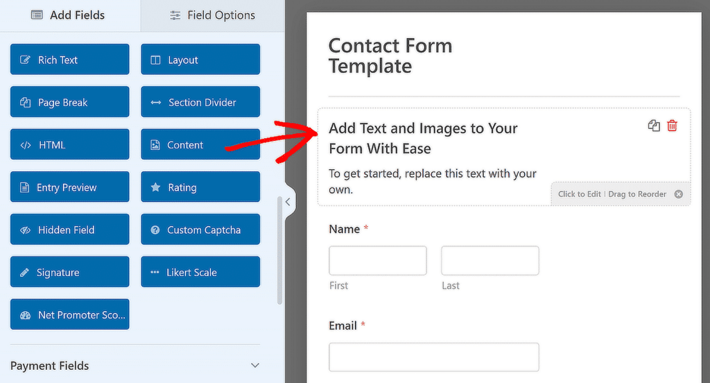 use content field