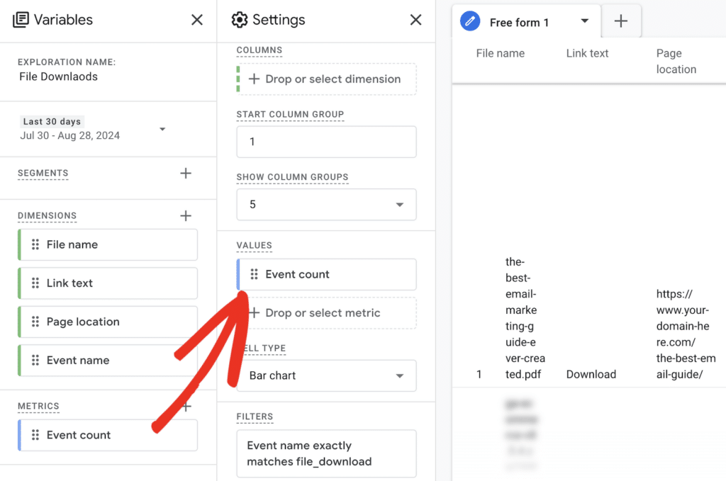 Create a customer explore report in GA4. 